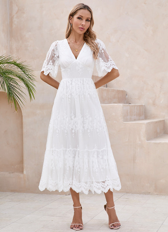 Robe Midi Dentelle Bordeaux - gallery 3