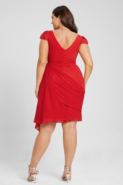 Robe Midi Rouge Éthérée - gallery 9