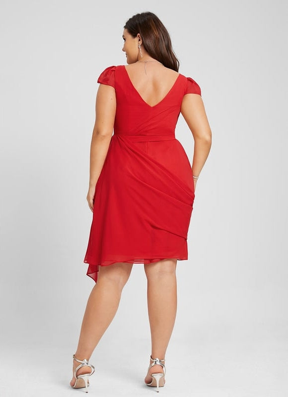 Robe Midi Rouge Éthérée - gallery 9