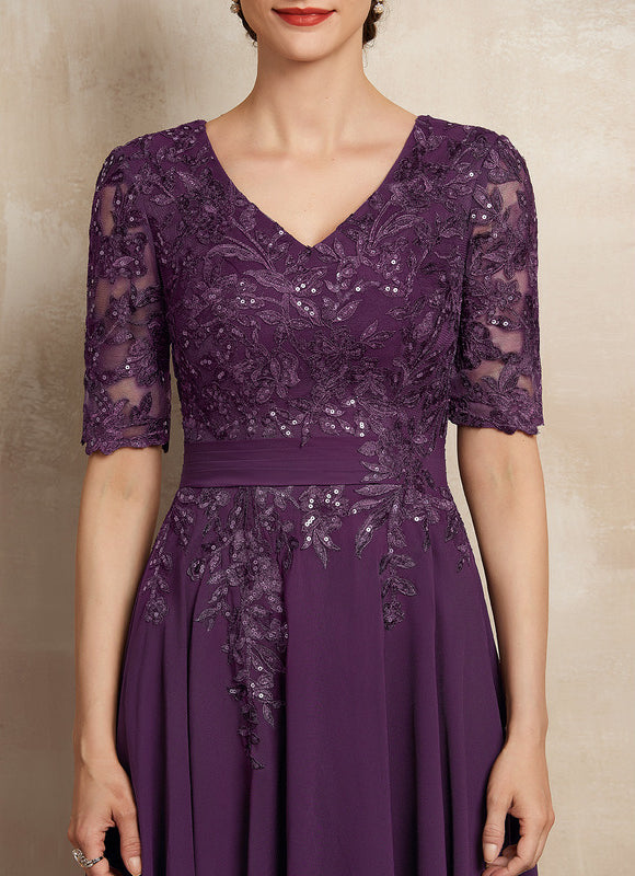 Robe Midi Violet Élégante - gallery 1
