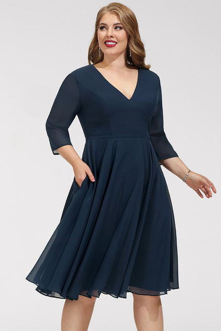 Robe Midi Aérienne Marine - gallery 8