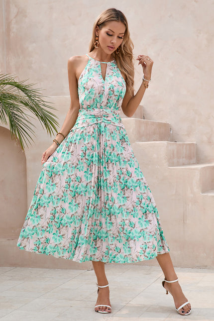Robe Midi Midi Floral Aquatique