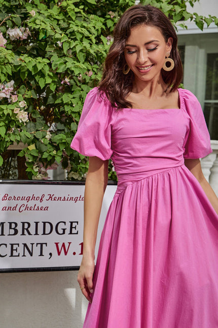 Robe Midi Midi Rose Coton - gallery 6