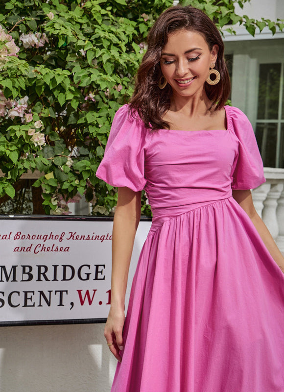 Robe Midi Midi Rose Coton - gallery 6