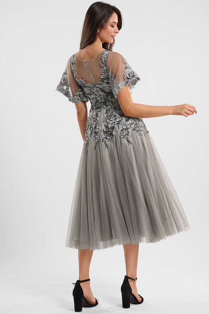 Robe Midi Tulle Argenté - gallery 4