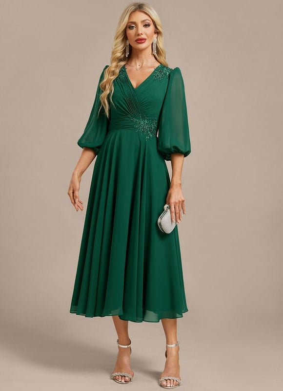 Midi Robe De Soirée Pour Femme Ronde Grande Taille - gallery 2