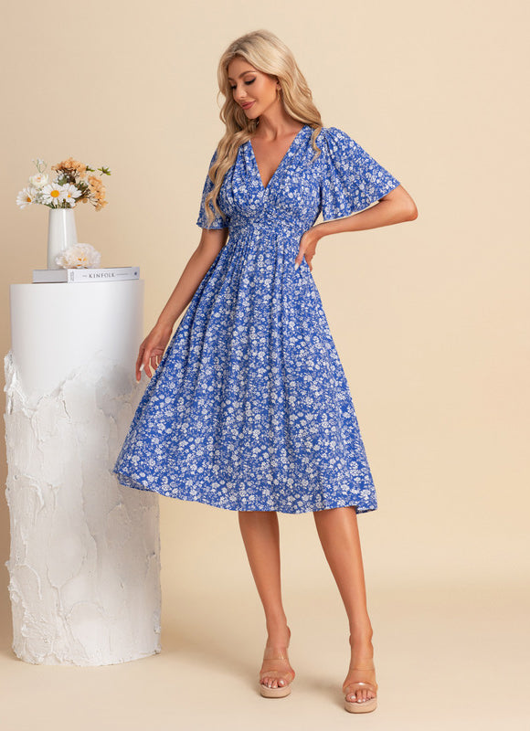 Robe Midi Vaporeuse Bleue