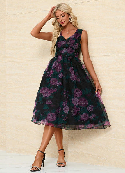 Robe Midi Fleurie Nocturne