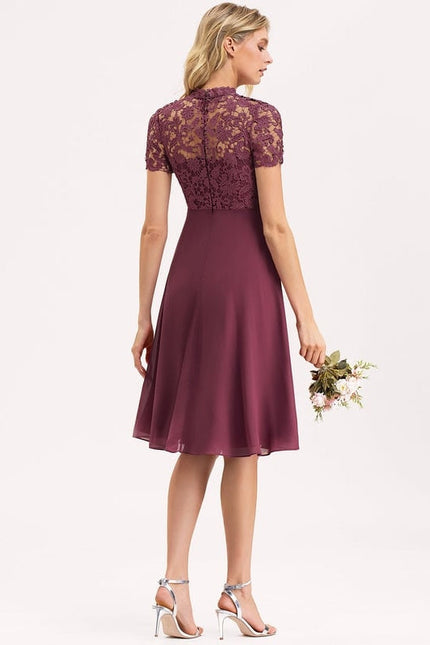 Robe Midi Élegante Bordeaux - gallery 4