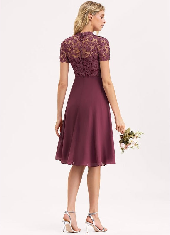 Robe Midi Élegante Bordeaux - gallery 4