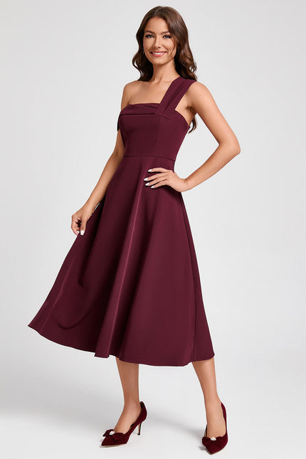 Robe Midi Bordeaux Épurée - gallery 2