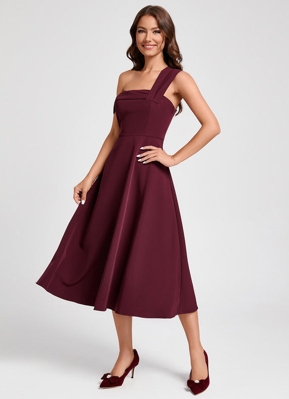 Robe Midi Bordeaux Épurée - gallery 2