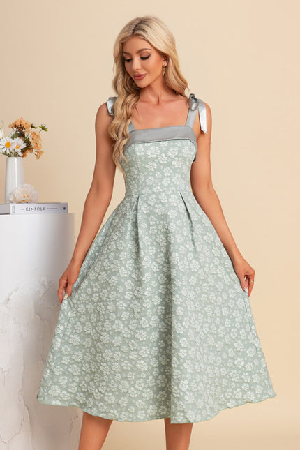 Robe Midi Midi Jacquard Verte - gallery 5