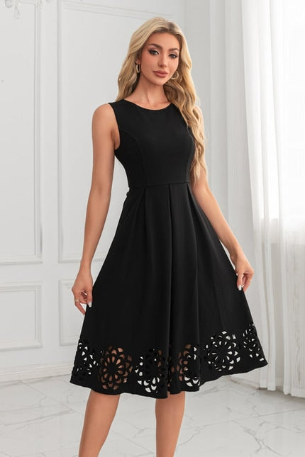 Robe Midi Noire Ajourée - gallery 1