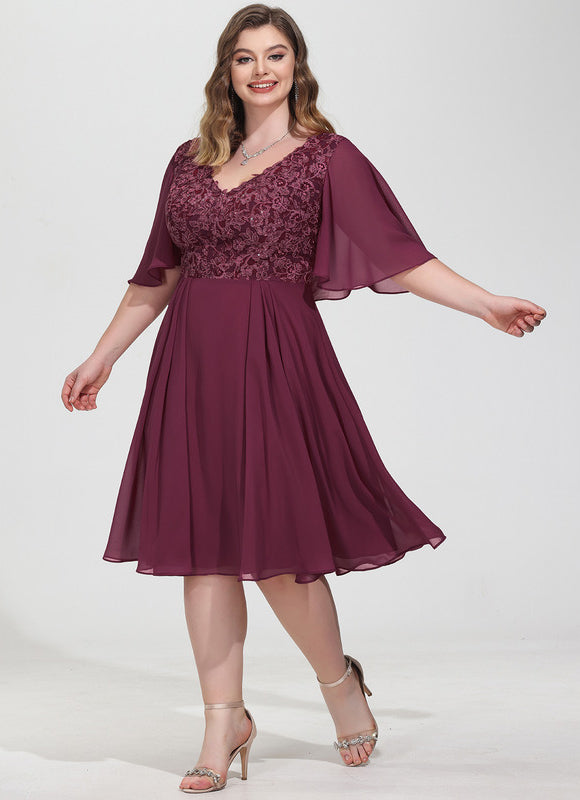 Robe Midi Bordeau Flottante - gallery 8