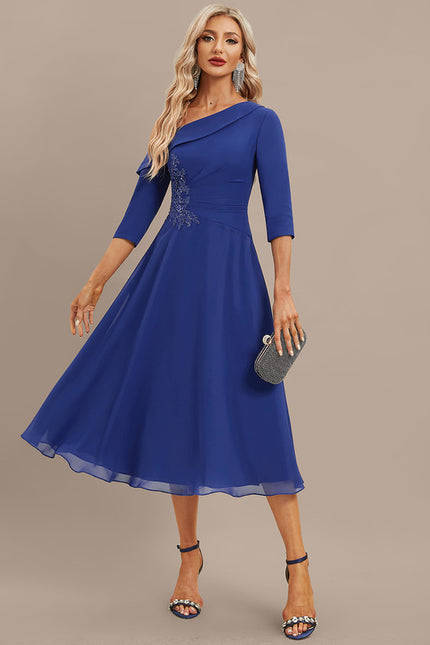 Robe Midi Chiffon Bleu Nuit - gallery 3