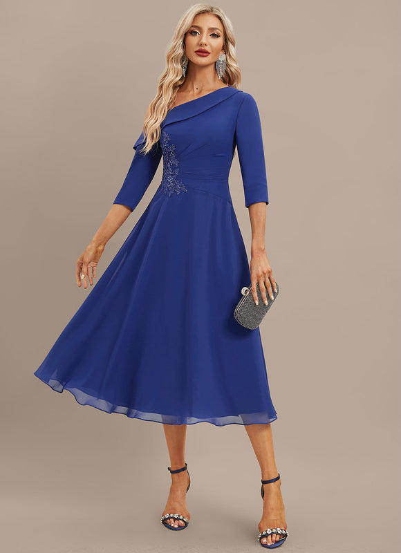 Robe Midi Chiffon Bleu Nuit - gallery 3