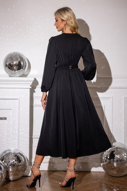 Robe Midi Noire Manche Longue - gallery 2
