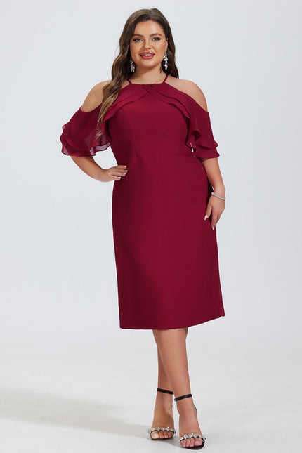 Robe Midi Froncée Bordeaux - gallery 5