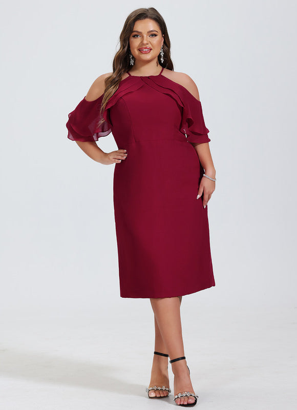 Robe Midi Froncée Bordeaux - gallery 5
