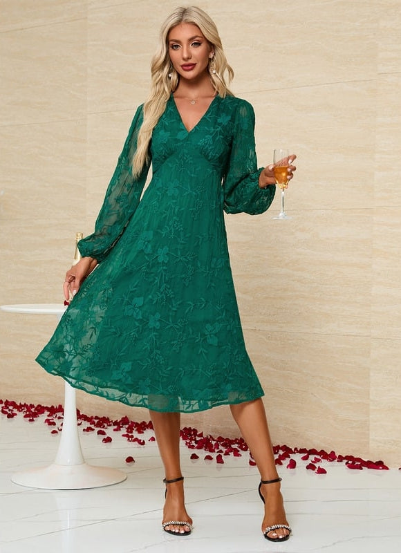 Robe Midi Émeraude Aérée - gallery 4