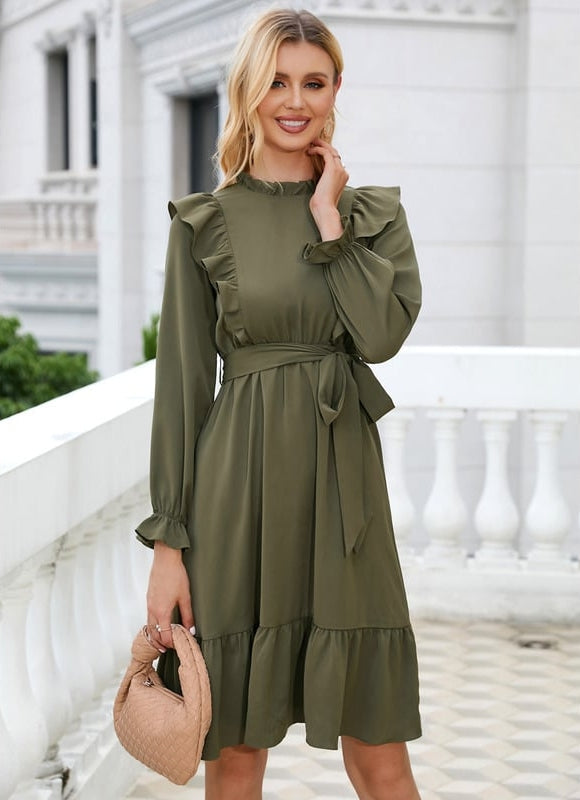 Robe Midi Trapèze Kaki - gallery 4