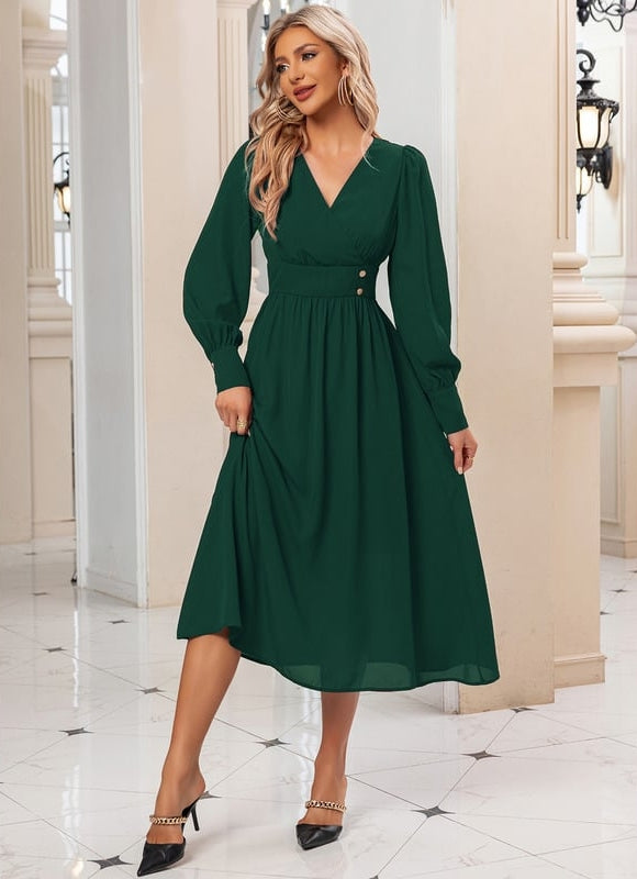 Robe Midi Manches Bouffantes - gallery 8