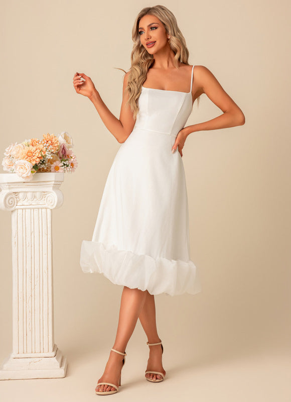 Robe Midi Bleu Ciel À Volants - gallery 3