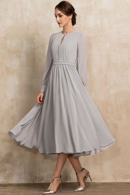 Robe Midi Gris Chic Élégante - gallery 2