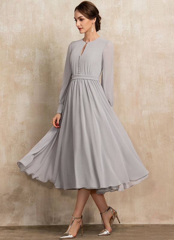 Robe Midi Gris Chic Élégante - gallery 2