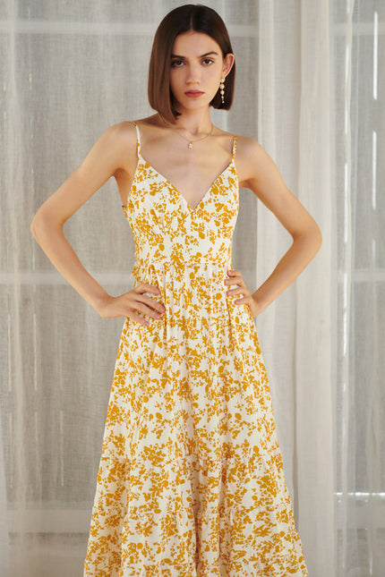 Robe Midi Jaune Champêtre - gallery 4