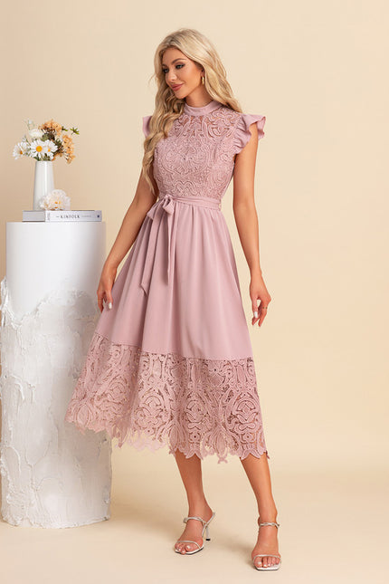 Robe Midi Midi Dentelle Ajustée