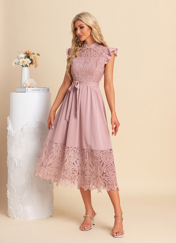 Robe Midi Midi Dentelle Ajustée