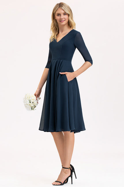 Robe Midi Aérienne Marine - gallery 6