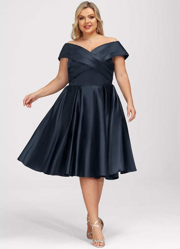 Robe Midi Satin Off-Shoulder - gallery 9