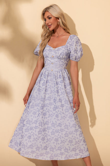 Robe Midi Rose À Volants - gallery 3