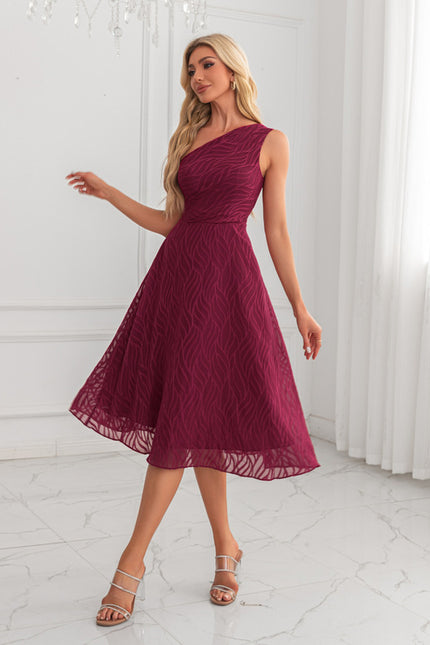 Robe Midi Bordeaux Ondulée