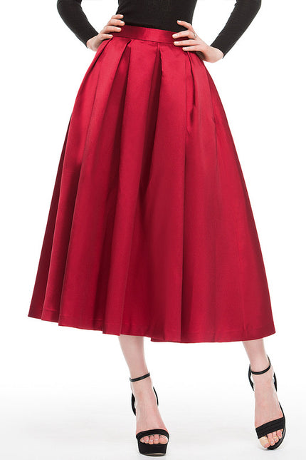 Robe Midi Satin Rouge