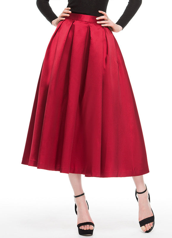 Robe Midi Satin Rouge