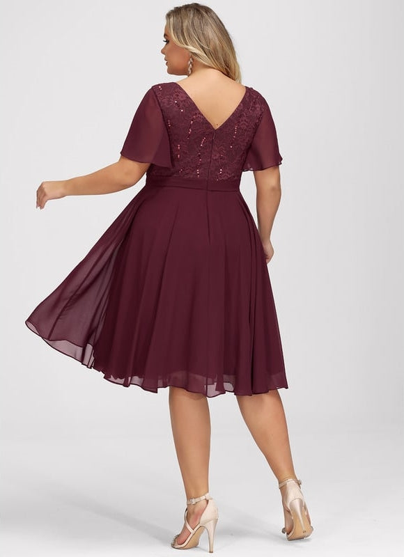 Robe Midi Bordeau Flottante - gallery 7