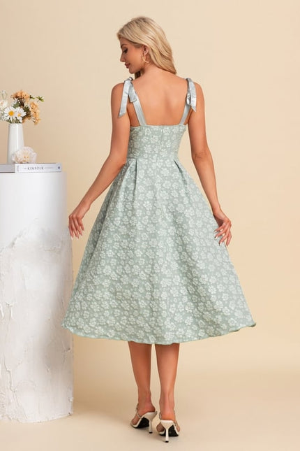 Robe Midi Midi Jacquard Verte - gallery 1