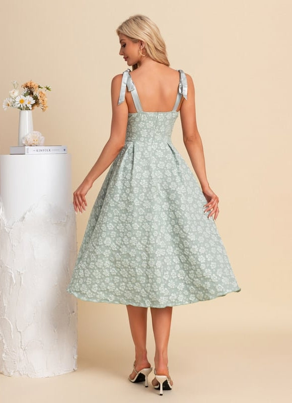 Robe Midi Midi Jacquard Verte - gallery 1
