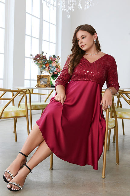 Robe Midi Éclat Rubis Satiné - gallery 3