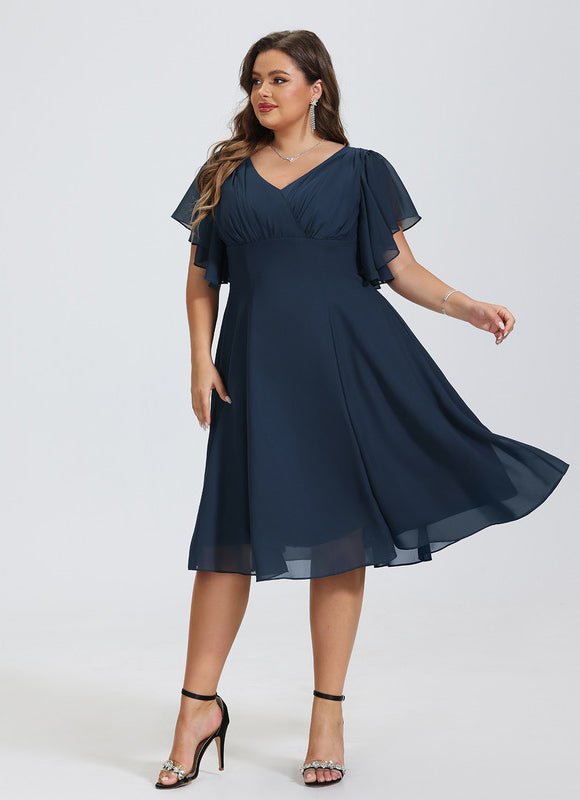 Robe Midi Aérienne Marine - gallery 8