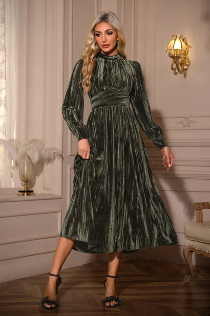 Robe Midi Velours Rayée - gallery 3