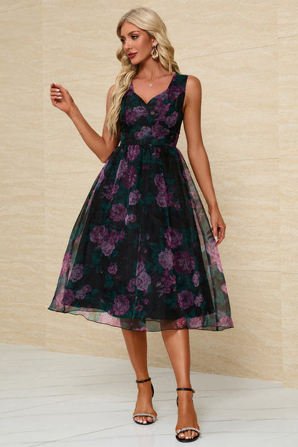 Robe Midi Fleurie Nocturne - gallery 1