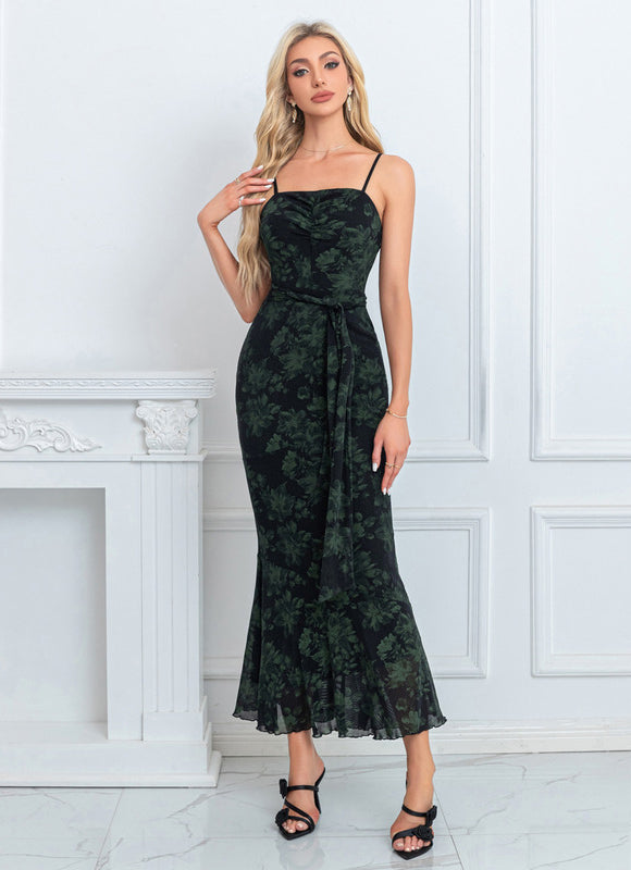Robe Midi Sirène Velours Noir - gallery 5