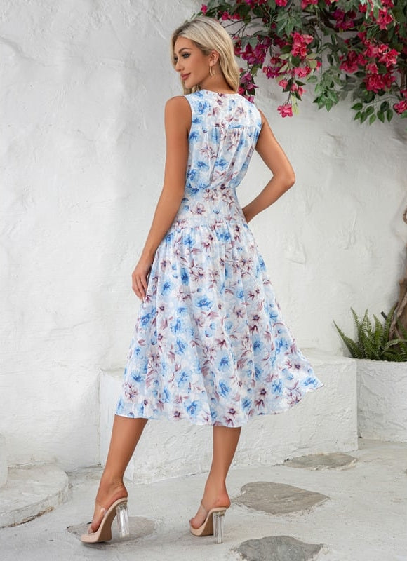 Robe Midi Fleurs Aquarelle - gallery 1