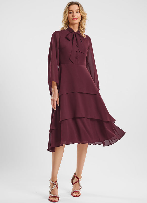 Robe Midi Fluide Bordeaux - gallery 1