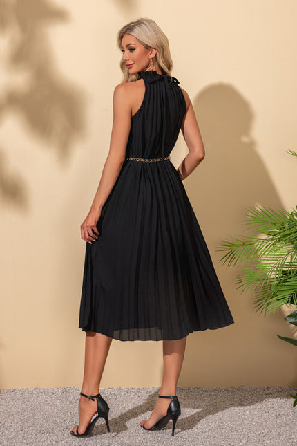 Robe Midi Plissée Noire - gallery 3